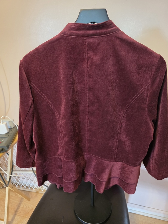 Roz & Ali Burgundy Suede-Textured Blazer - Picture 4 of 5